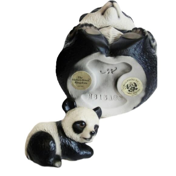 Harvey Knox Kingdom Set 2 PANDA BEAR Ceramic Mama and Baby Cub Family Figurines - Picture 6 of 9
